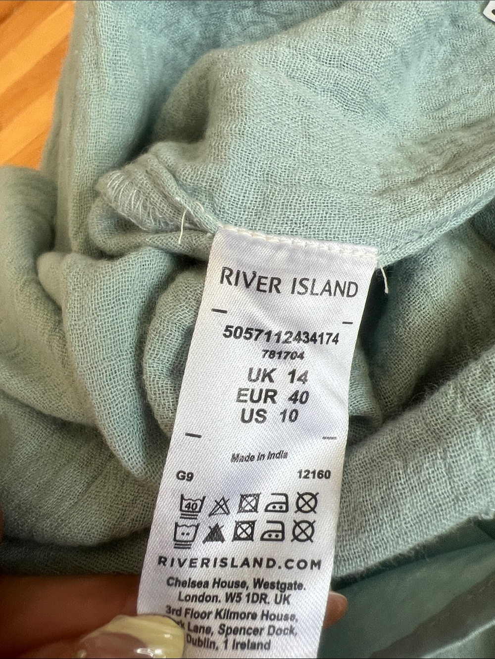 NWT River Island 100% Cotton Blue Midi Ruffle Boho Coastal Summer Sundress UK 14 - Picture 9 of 10